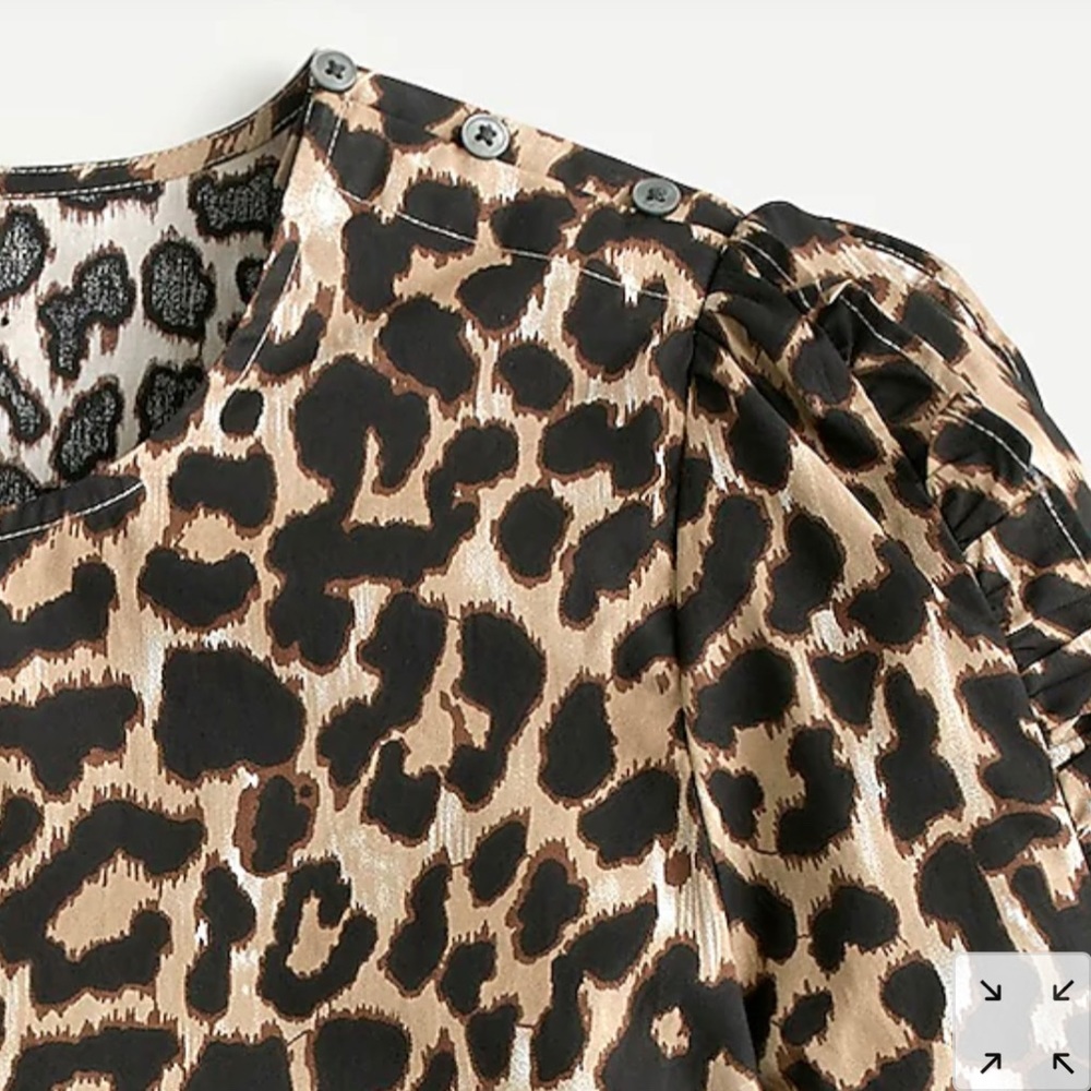 J. Crew Ruffle-sleeve Top In Leopard - Picture 7 of 14